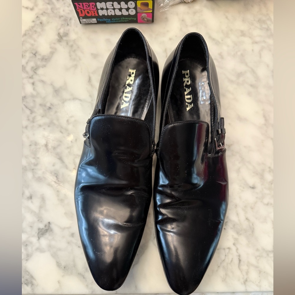 Prada Black Patent Leather Slip-On Loafers